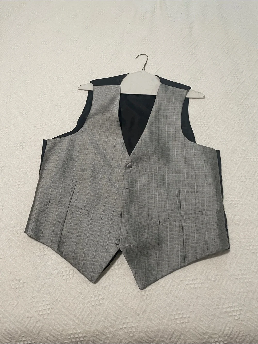 Calvin Klein Grey Plaid Mens Waistcoat Vest